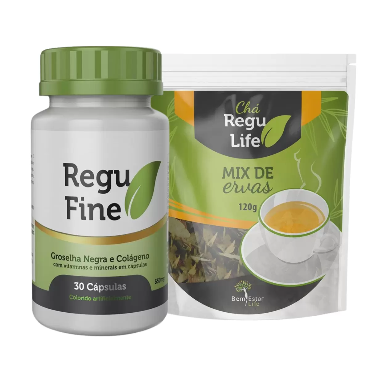 KIT INIBIDOR DE APETITE -01 REGU FINE + 1 CHA REGU LIFE 120G