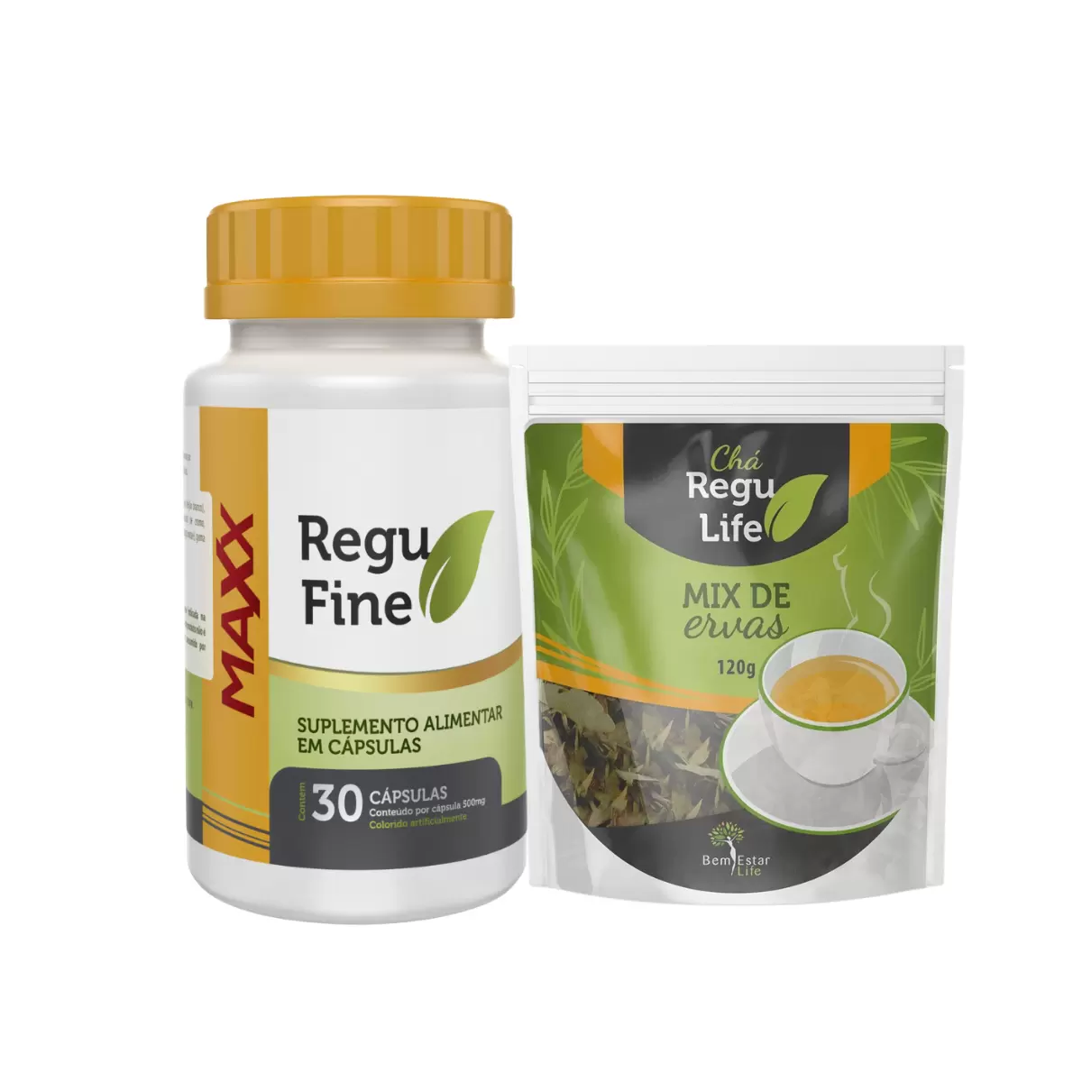 KIT INIBIDOR DE APETITE -1 REGU FINE MAXX + 1 CHÁ REGU LIFE (KIT 30 DIAS)